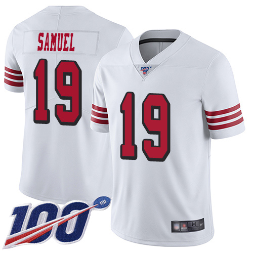 San Francisco 49ers Limited White Men Deebo Samuel NFL Jersey #19 100th Season Rush Vapor Untouchable->youth nfl jersey->Youth Jersey